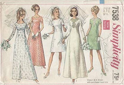 1960 wedding dress patterns