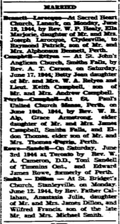 married 1944 June 22 Perth Courier