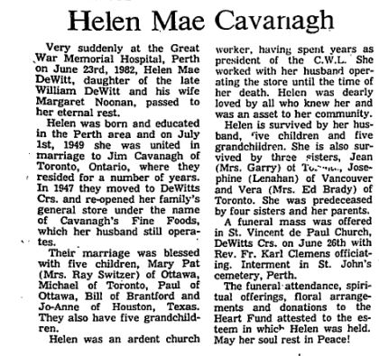 Helen Cavanagh Aug 4 1982 p 22